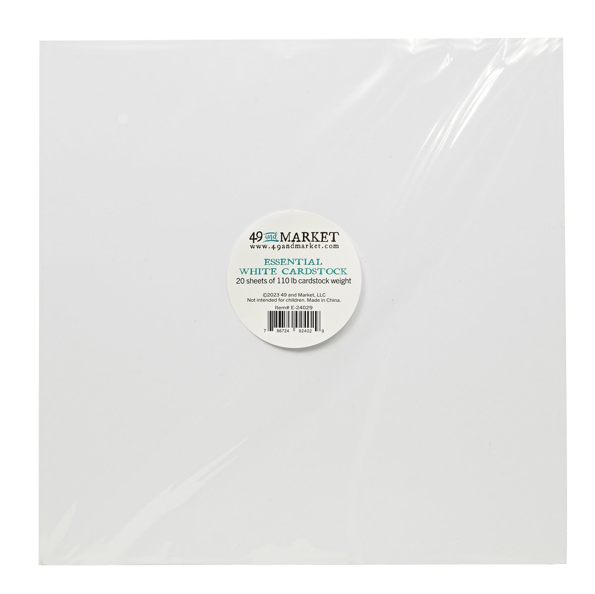 49 And Market - Essential Cardstock - 12 x 12 - White - Single Sheet