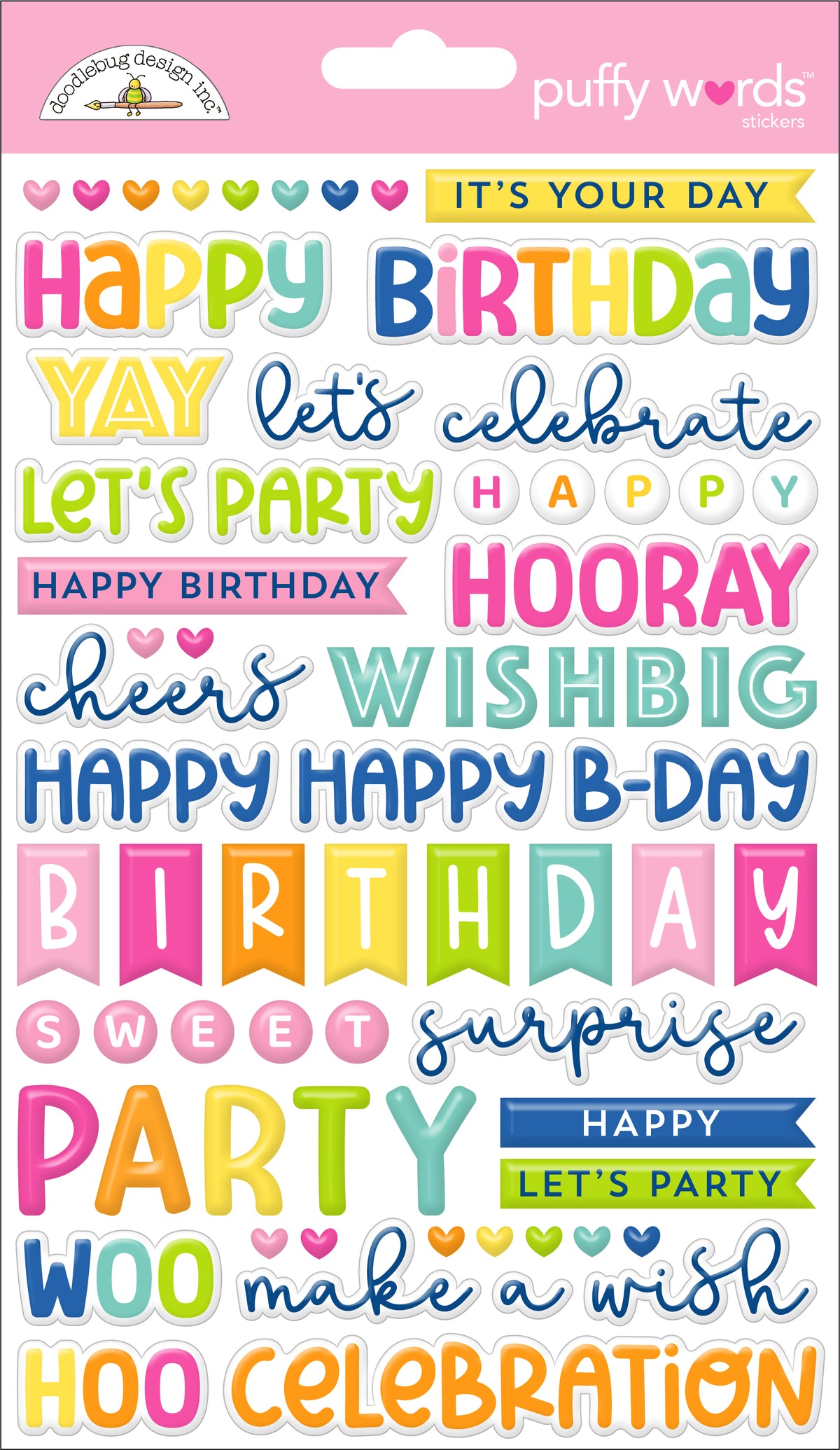 Doodlebug - Cupcakes & Candles - Puffy Words Stickers