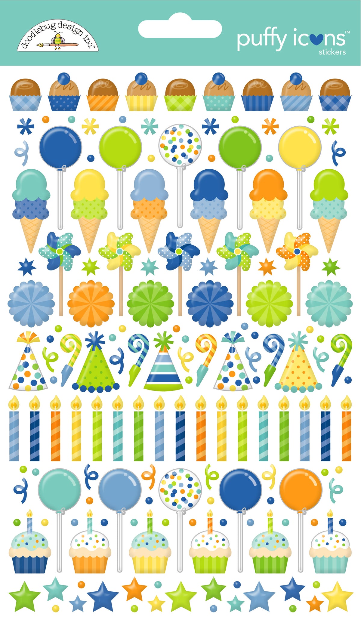 Doodlebug - Balloons & Banners - Puffy Icons Stickers