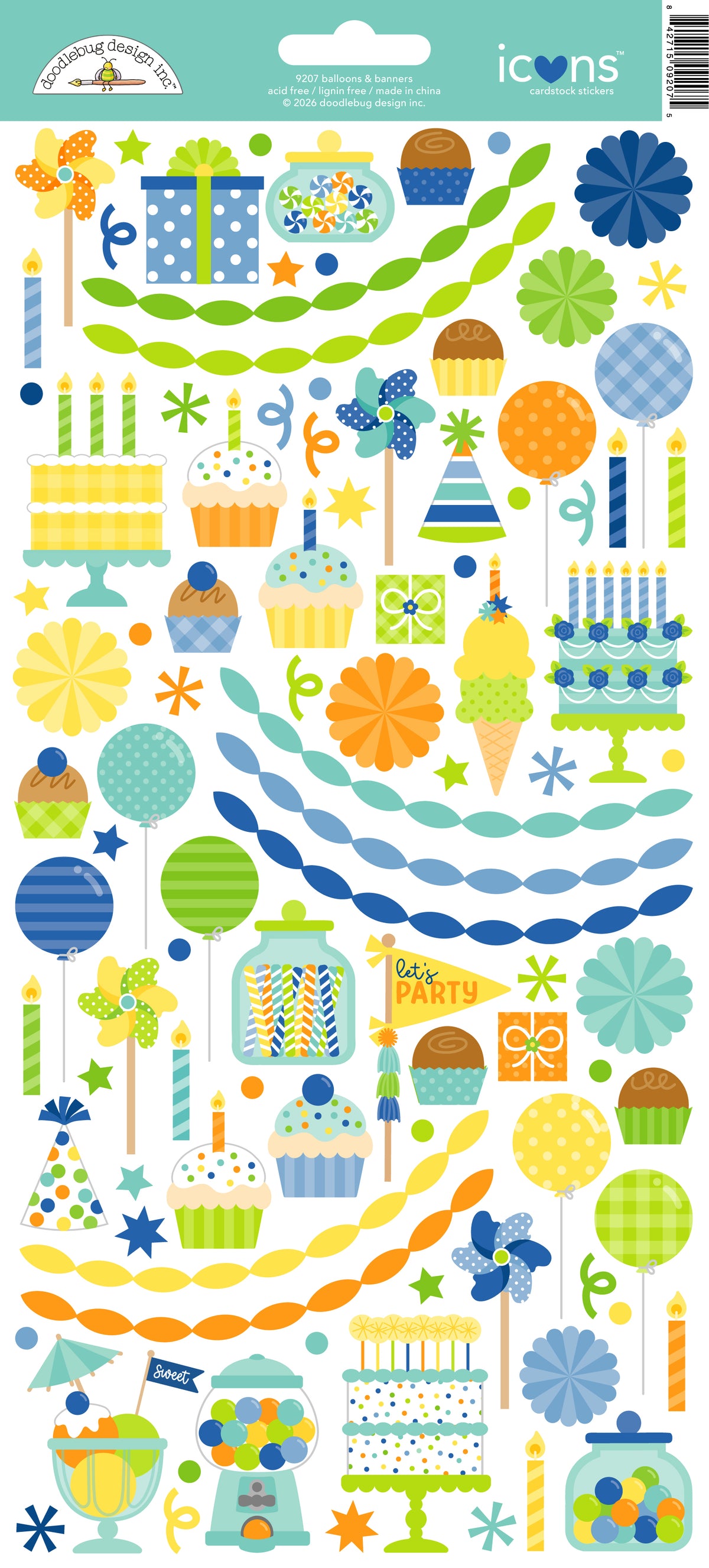 Doodlebug - Balloons & Banners - Icons Stickers