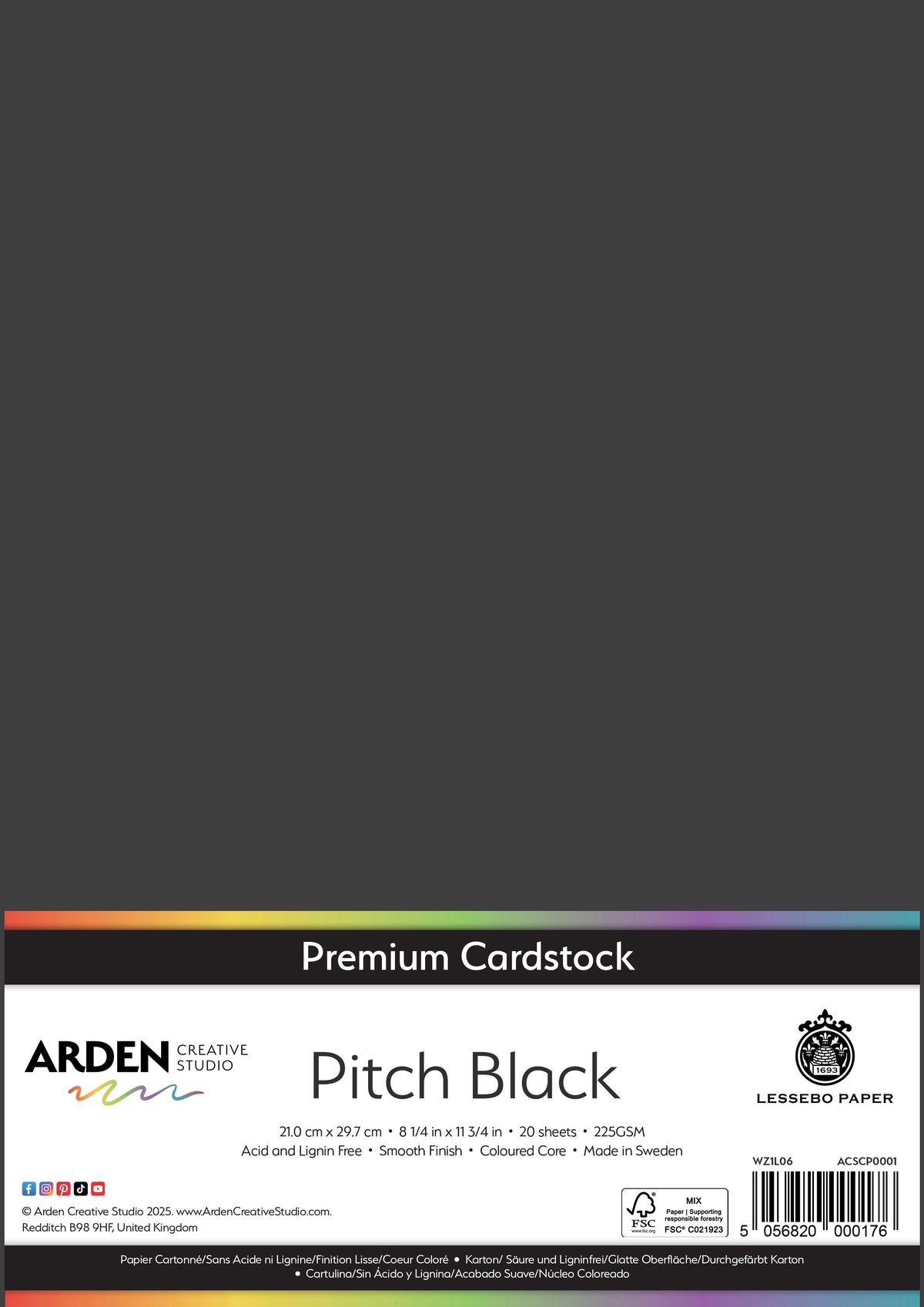 Arden Creative Studio - Premium Cardstock A4 - Pitch Black