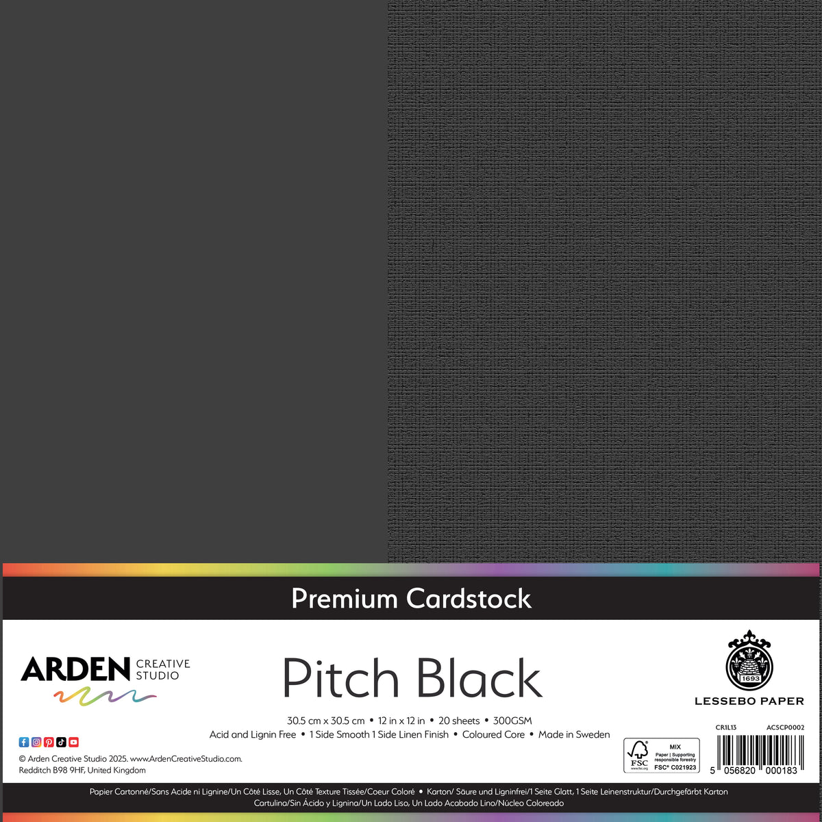 Arden Creative Studio - Premium Cardstock 12x12 - Pitch Black