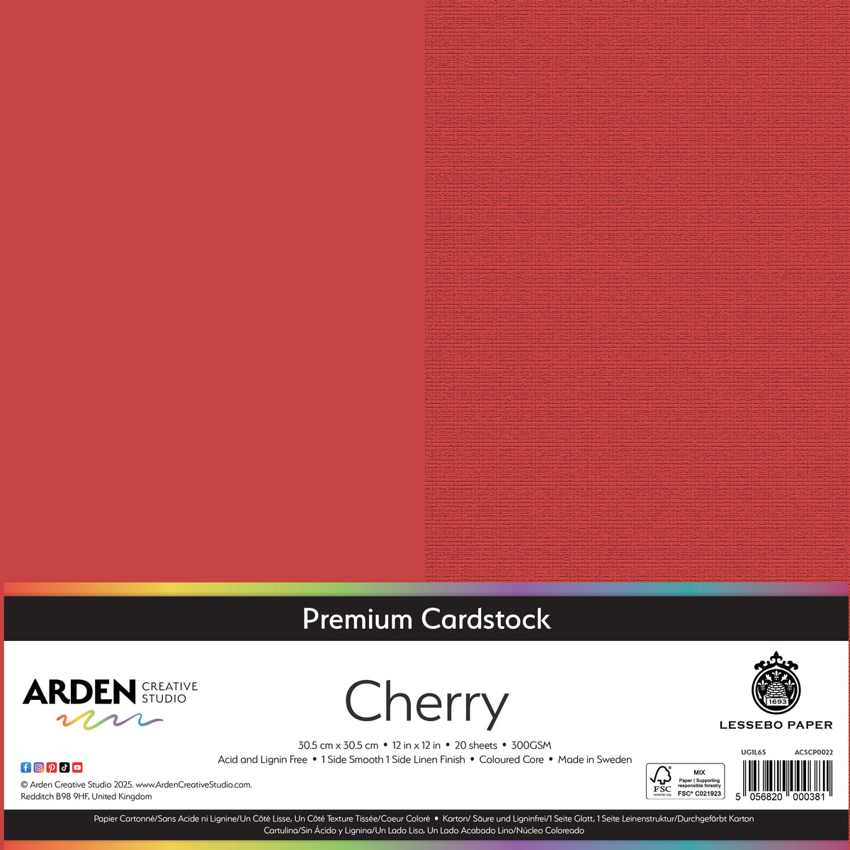 Arden Creative Studio - Premium Cardstock 12x12 - Cherry
