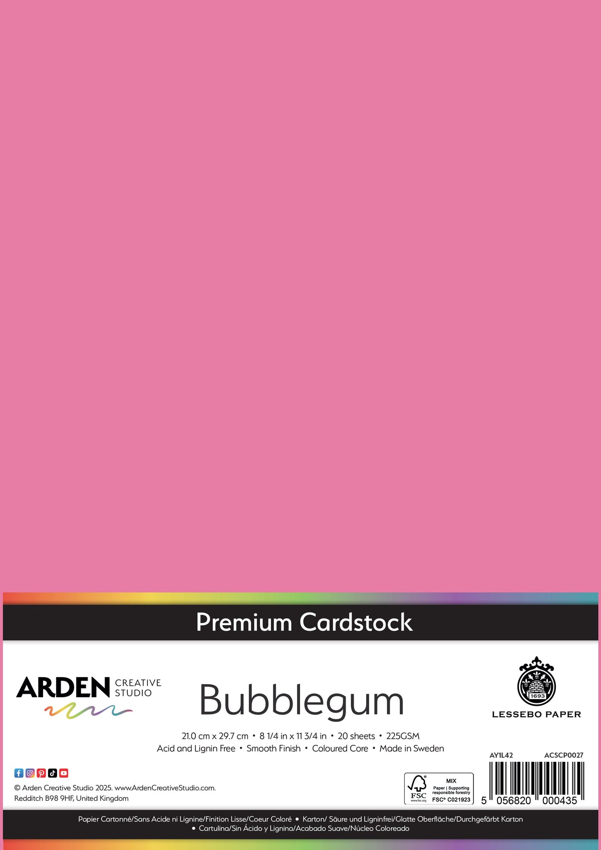 Arden Creative Studio - Premium Cardstock A4 - Bubblegum