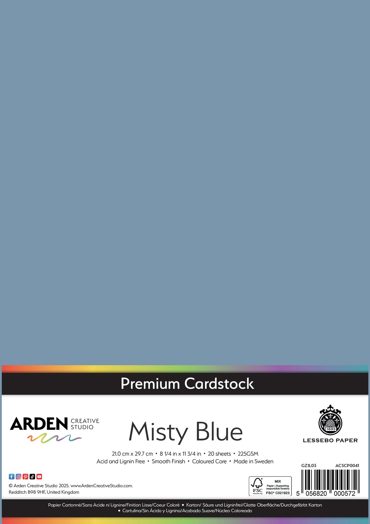 Arden Creative Studio - Premium Cardstock A4 - Misty Blue