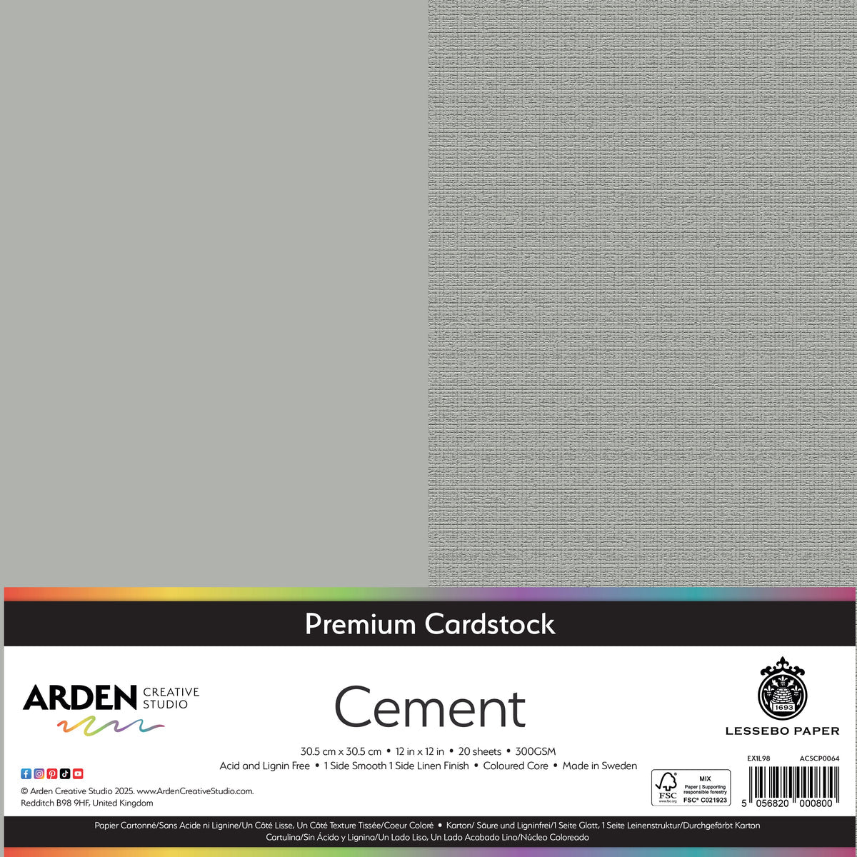 Arden Creative Studio - Premium Cardstock 12x12 - Cement