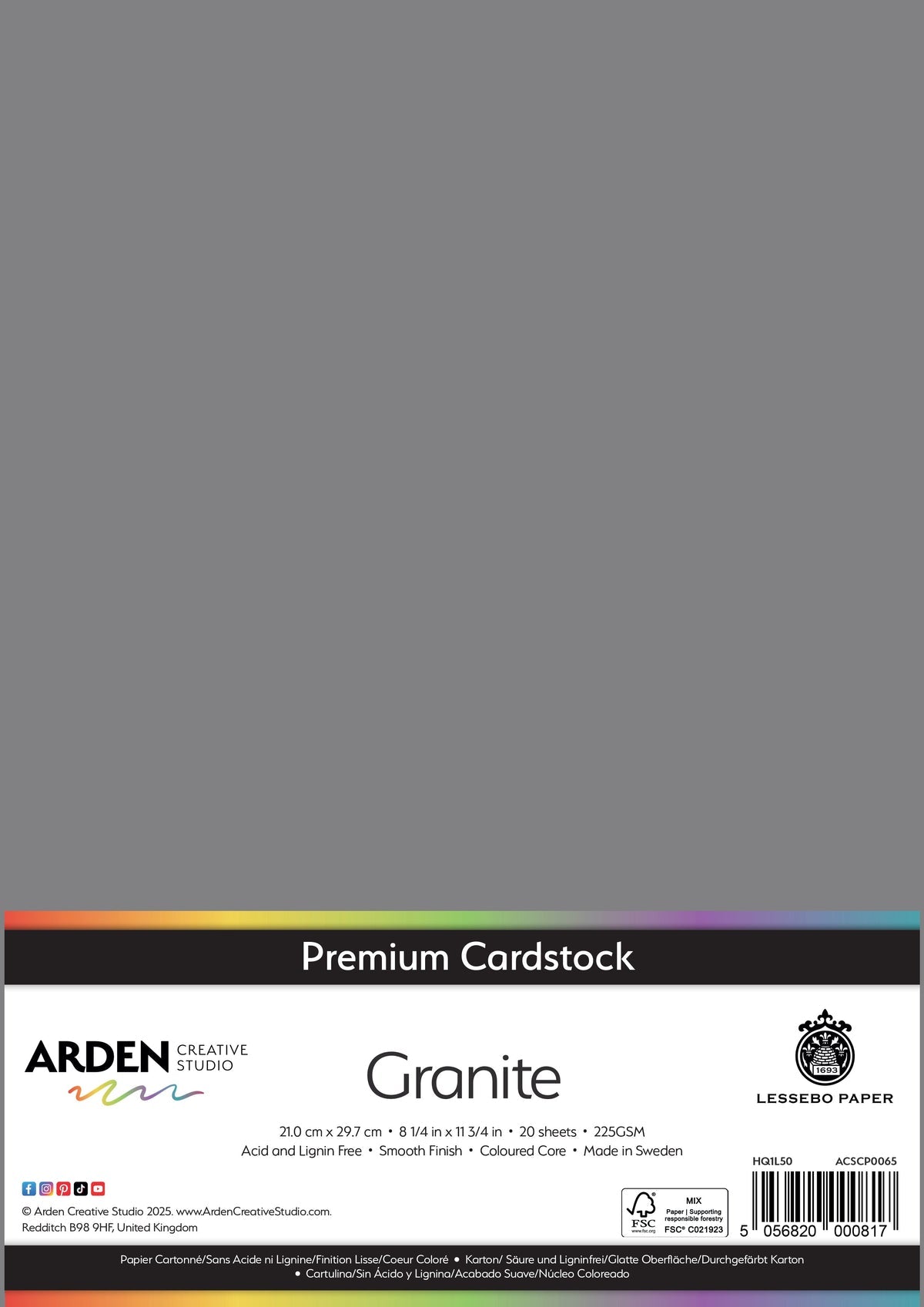 Arden Creative Studio - Premium Cardstock A4 - Granite