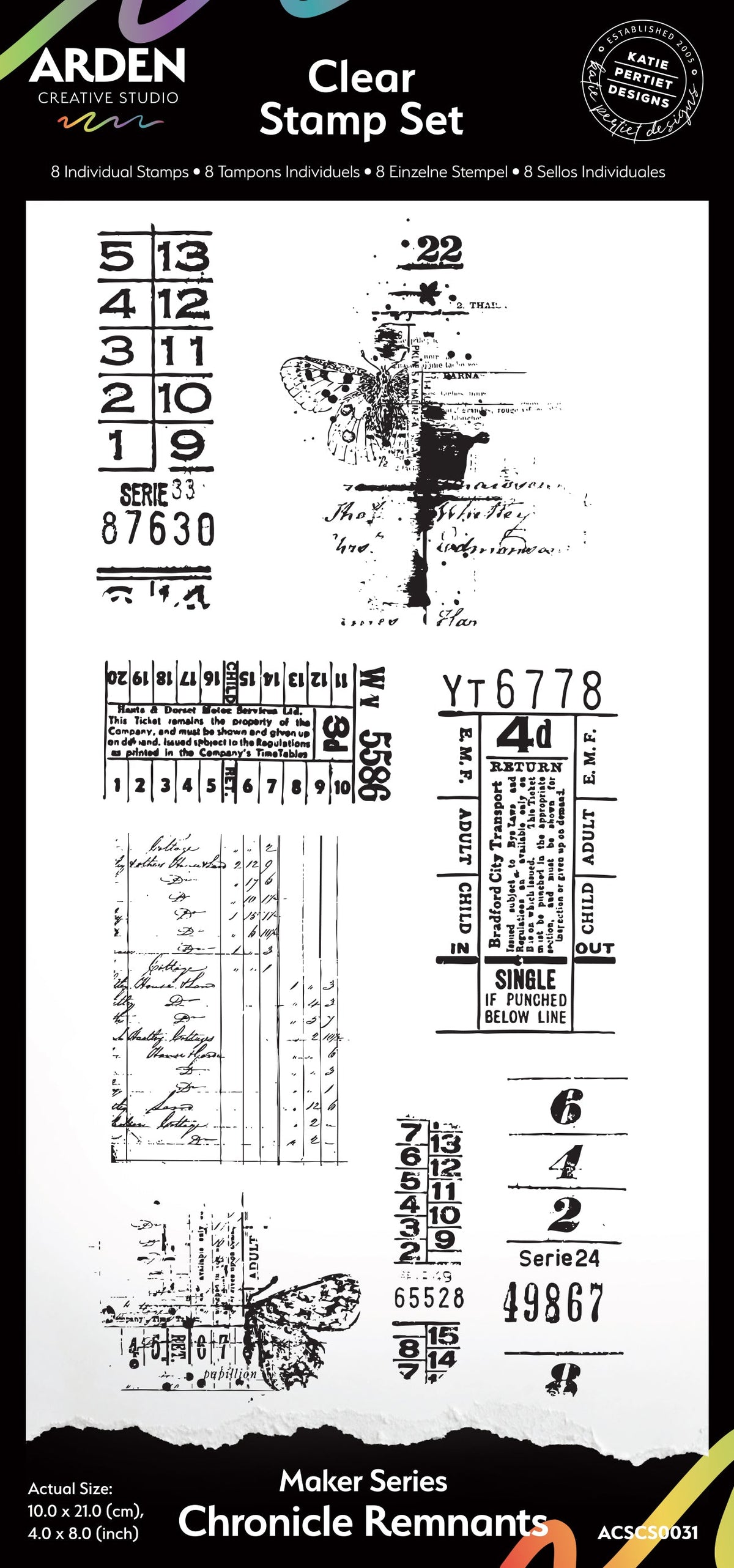 Arden Creative Studio - Garden Chronicles - Maker Series - Chronicle Remnants 4in x 8in Clear Stamp Set