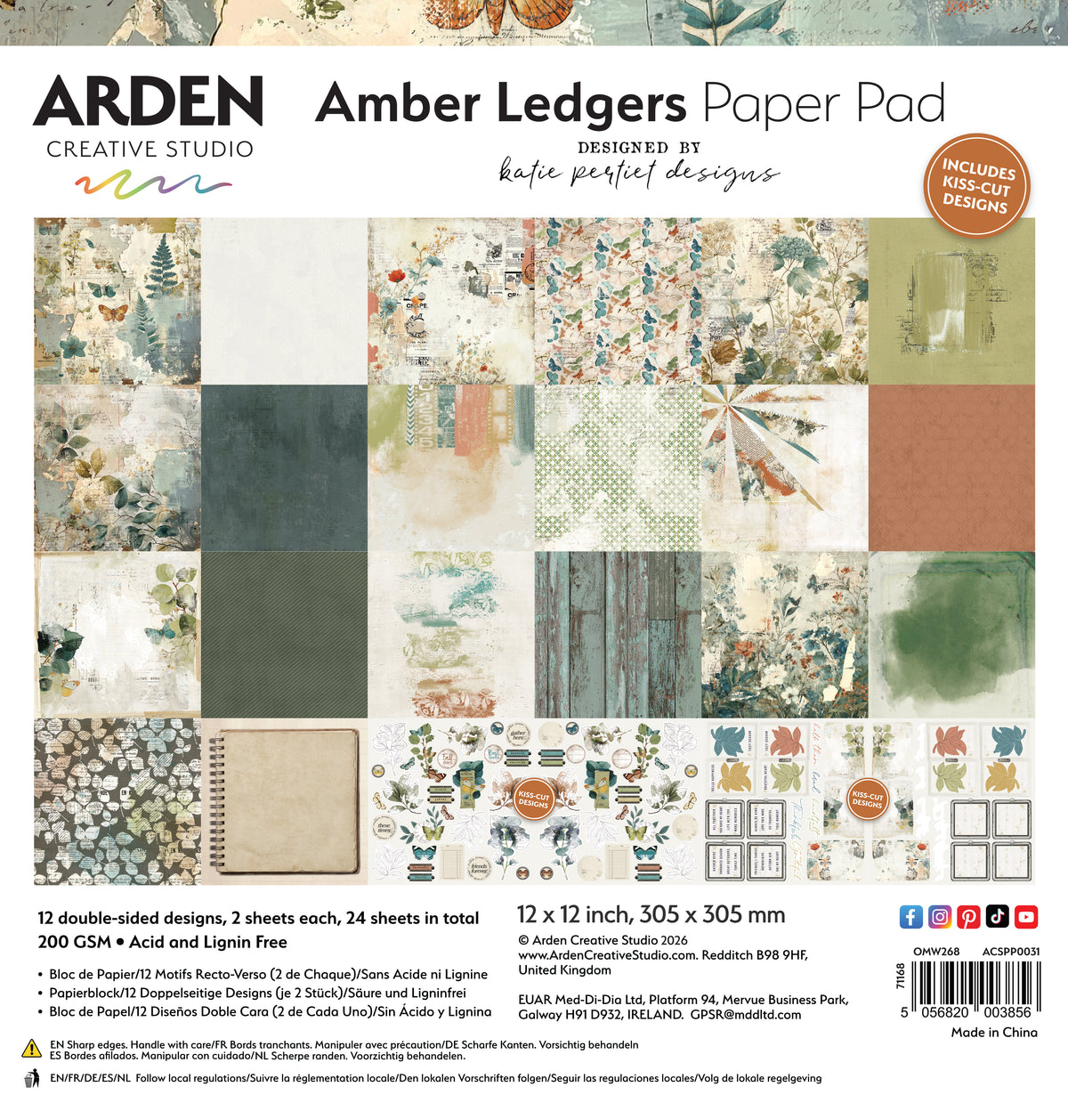 Arden Creative Studio - Amber Ledgers - 12in x 12in Paper Pad