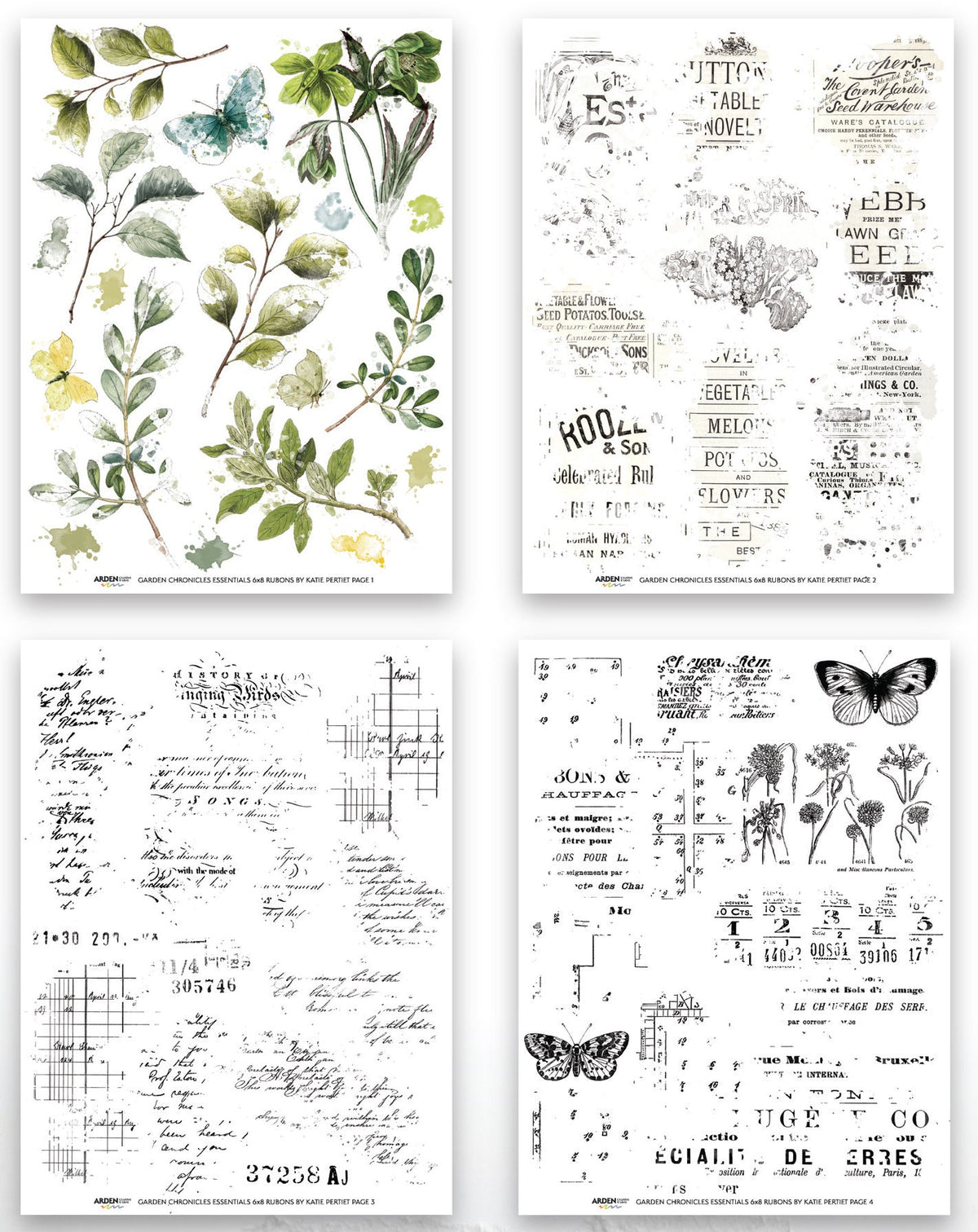 Arden Creative Studio - Garden Chronicles - Essentials 6in x 8in Rub-On Transfer Set