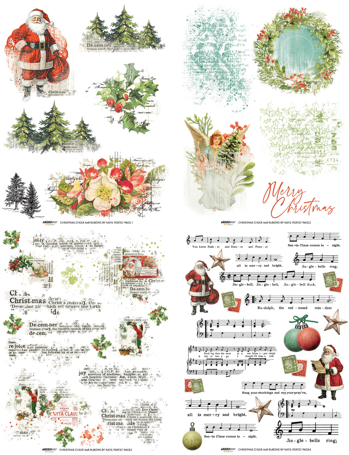Arden Creative Studio - Christmas Cheer - 6in x 8in Rub-On Transfer Set