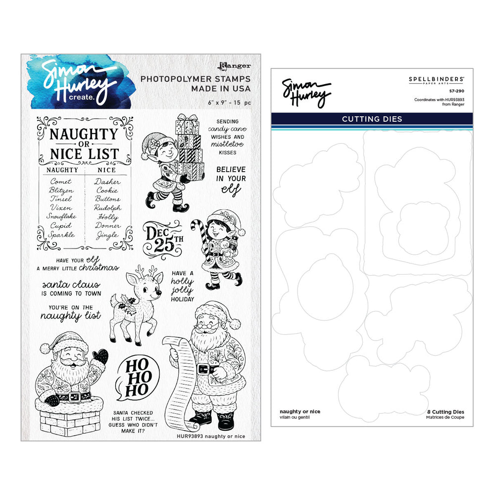 ***Pre-Order*** Spellbinders - Naughty or Nice Stamp & Die Bundle by Simon Hurley