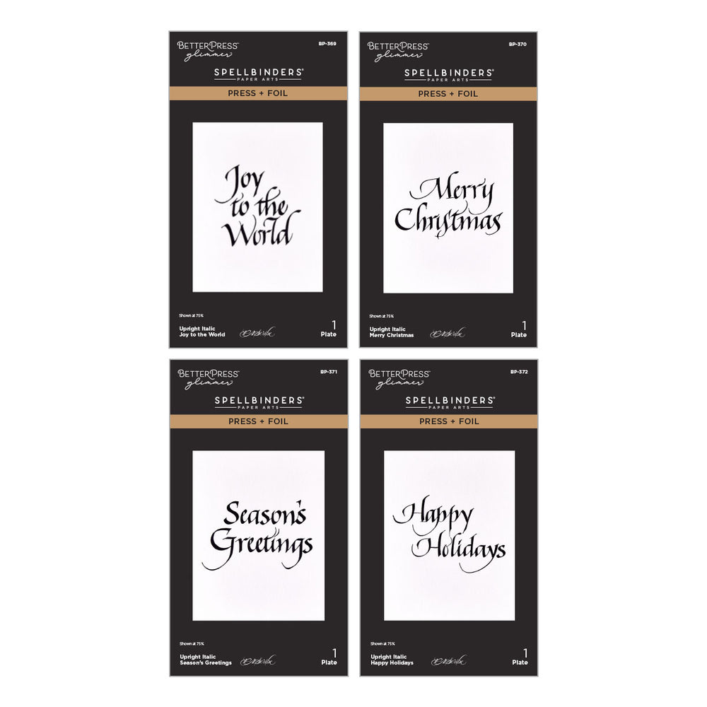 ***Pre-Order*** Spellbinders - Upright Italic Holiday Sentiments Press + Foil Bundle by Paul Antonio