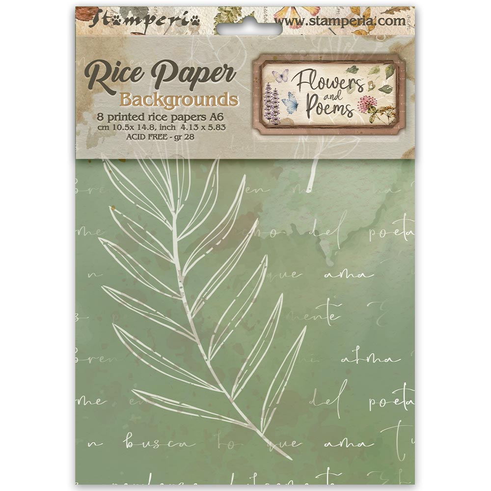 ***Pre-Order*** Stamperia - Art Journaling Selection Flowers And Poems - Content: Junk Journal Focus Point + Art Paper Shape + Stencil + Watercolor + Rice Paper A6 Backgrounds + Contur + Rope