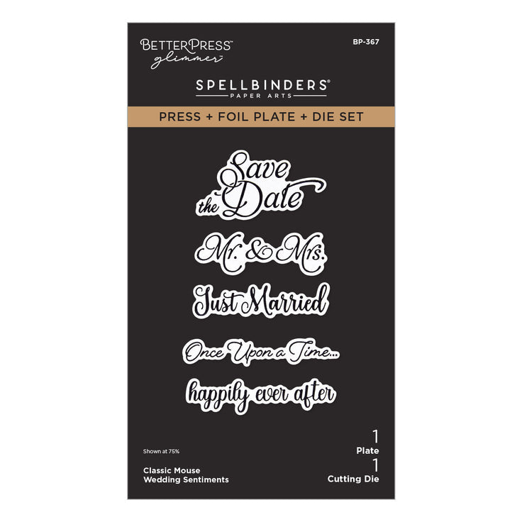 ***Pre-Order*** Spellbinders - Classic Mouse Wedding - Classic Mouse Wedding Sentiments Press + Foil Plate & Die Set