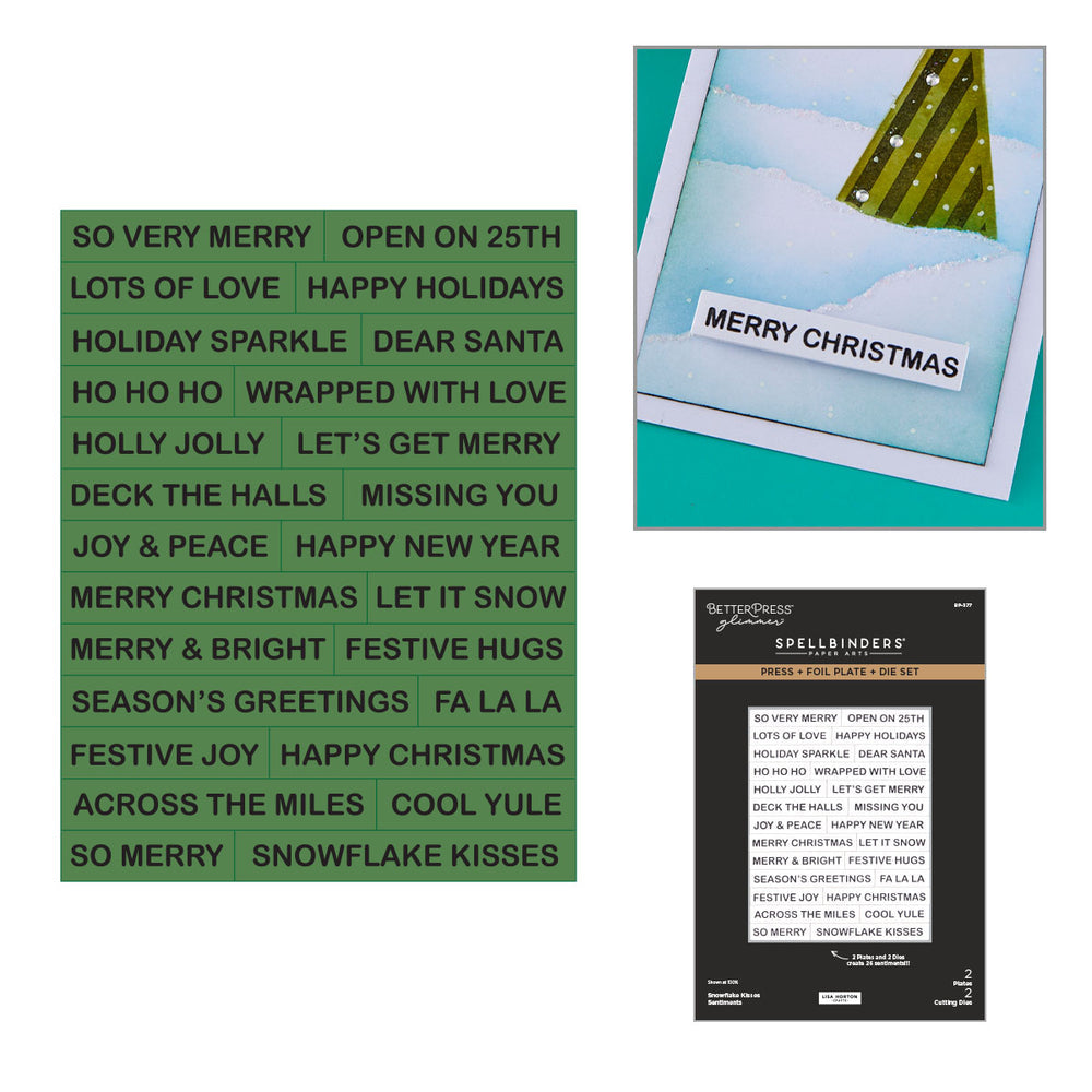 ***Pre-Order*** Spellbinders - Snowflake Kisses Sentiments Press + Foil Plate & Die Set by Lisa Horton