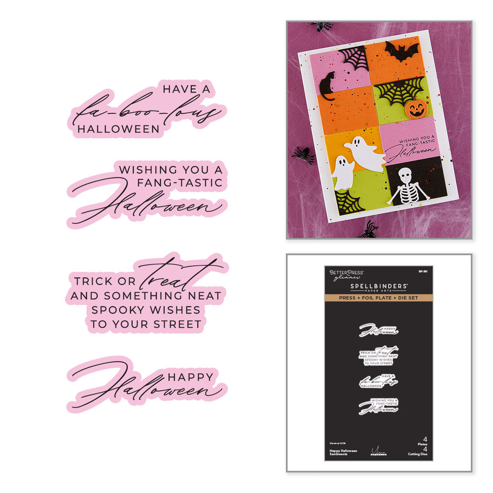 ***Pre-Order*** Spellbinders - Happy Halloween Sentiments Press + Foil Plate & Die Set by Yana Smakula
