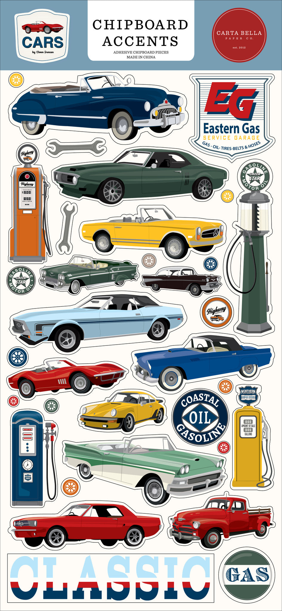 Carta Bella - Cars - Chipboard Accents