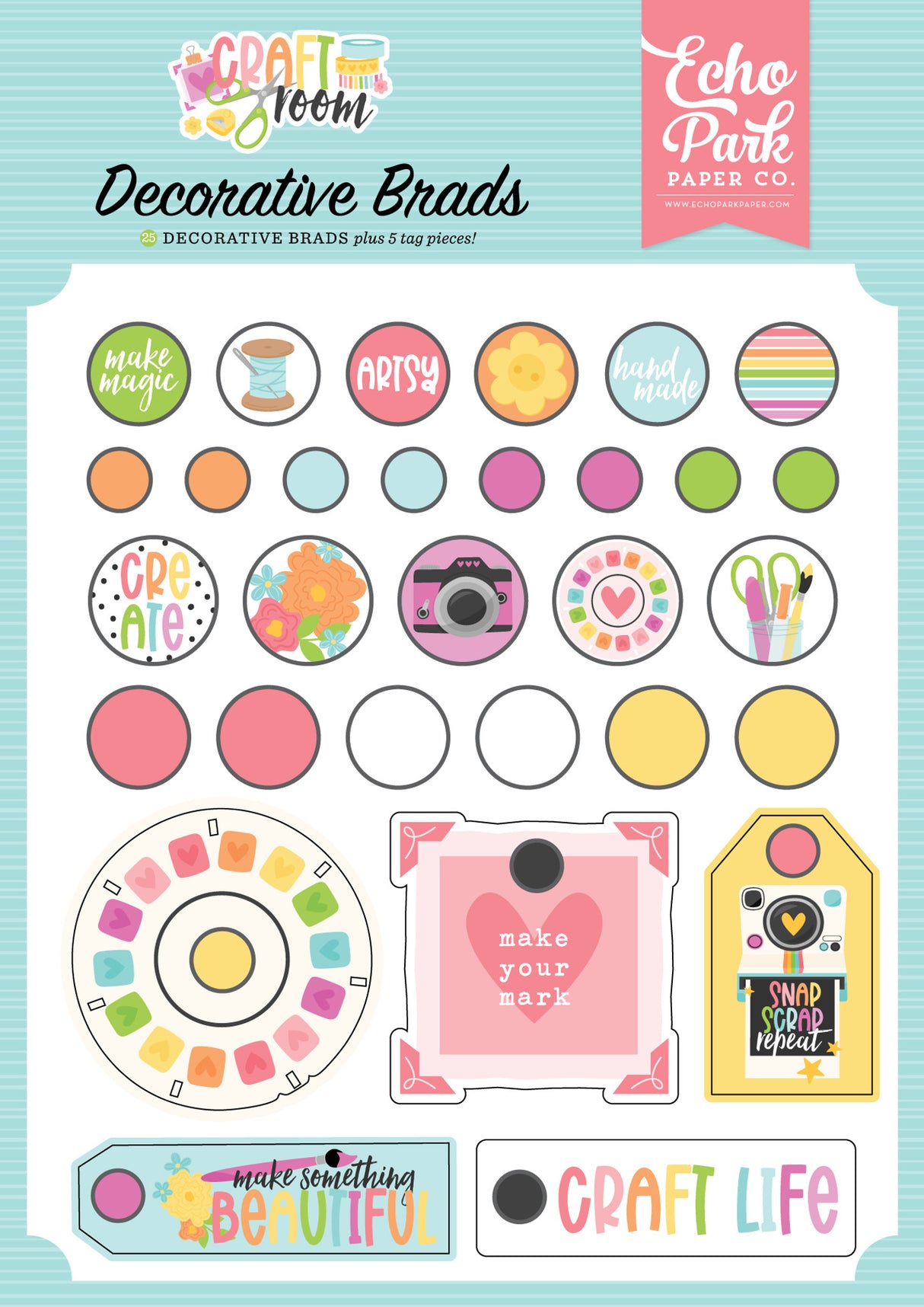 Echo Park - Craft Room - Decorative Brads