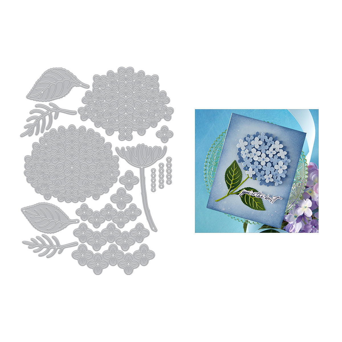 Hero Arts - Layered Hydrangea Etched Die