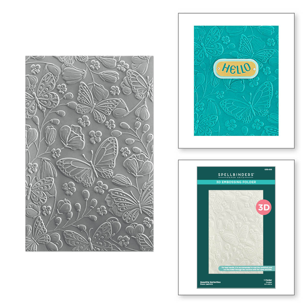 Spellbinders - Beautiful Butterflies 3D Embossing Folder from the Stylish Ovals Collection