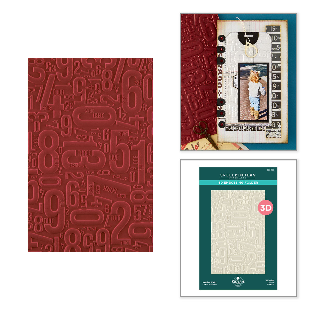 ***Pre-Order*** Spellbinders - Number Field 3D Embossing Folder by Esther Glas