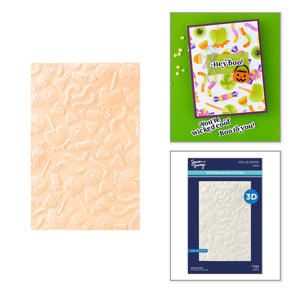 ***Pre-Order*** Spellbinders - Trick or Treat 3D Embossing Folder by Simon Hurley
