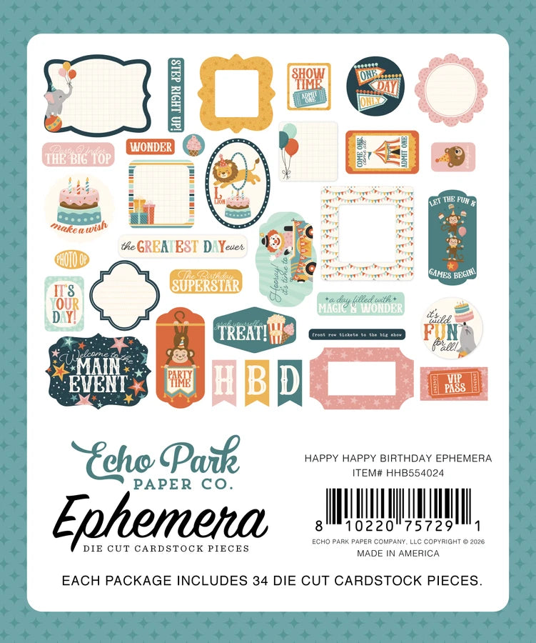 ***Pre-Order*** Echo Park - Happy Happy Birthday - Ephemera