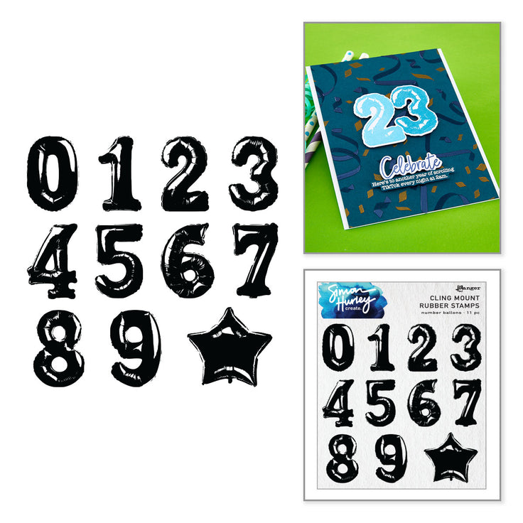 ***Pre-Order*** Spellbinders - Stamps & Dies by Simon Hurley - Ranger Number Balloons Cling Rubber Stamp Set