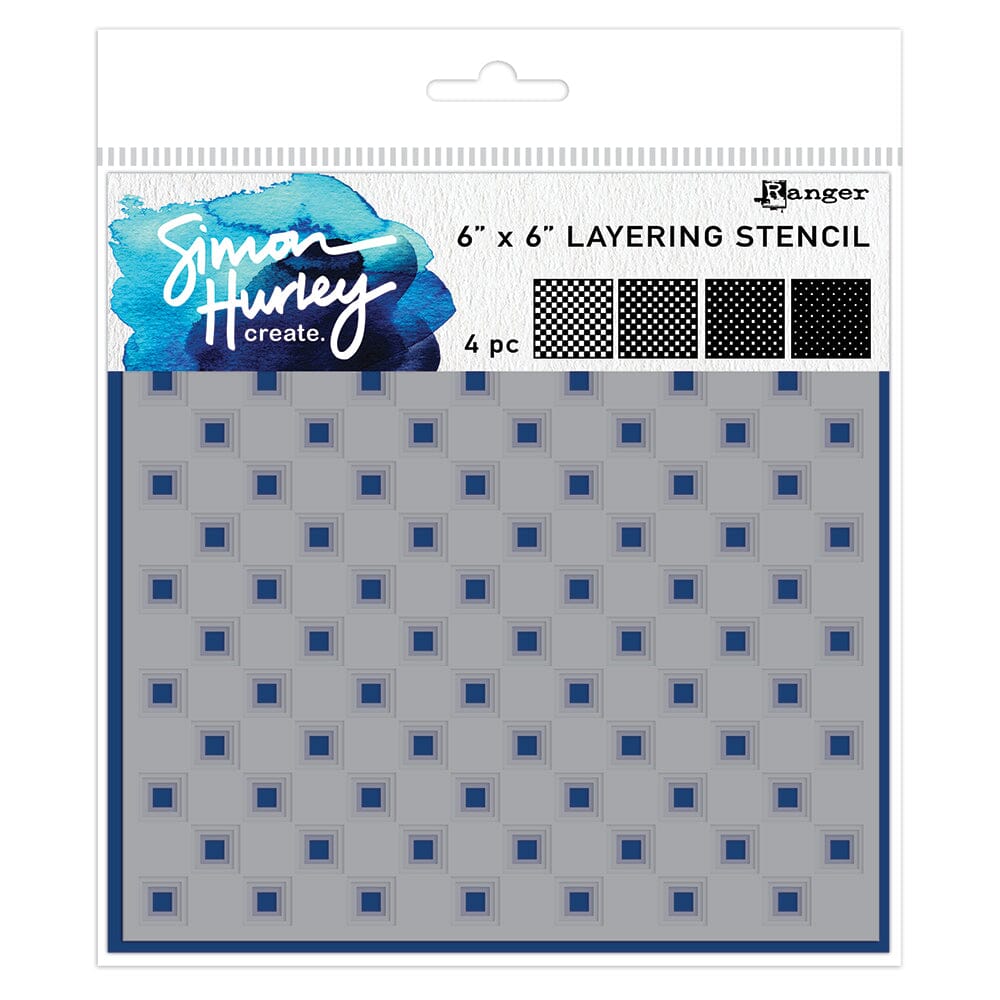 Simon Hurley - Layering Stencil - Checkered 4pcs