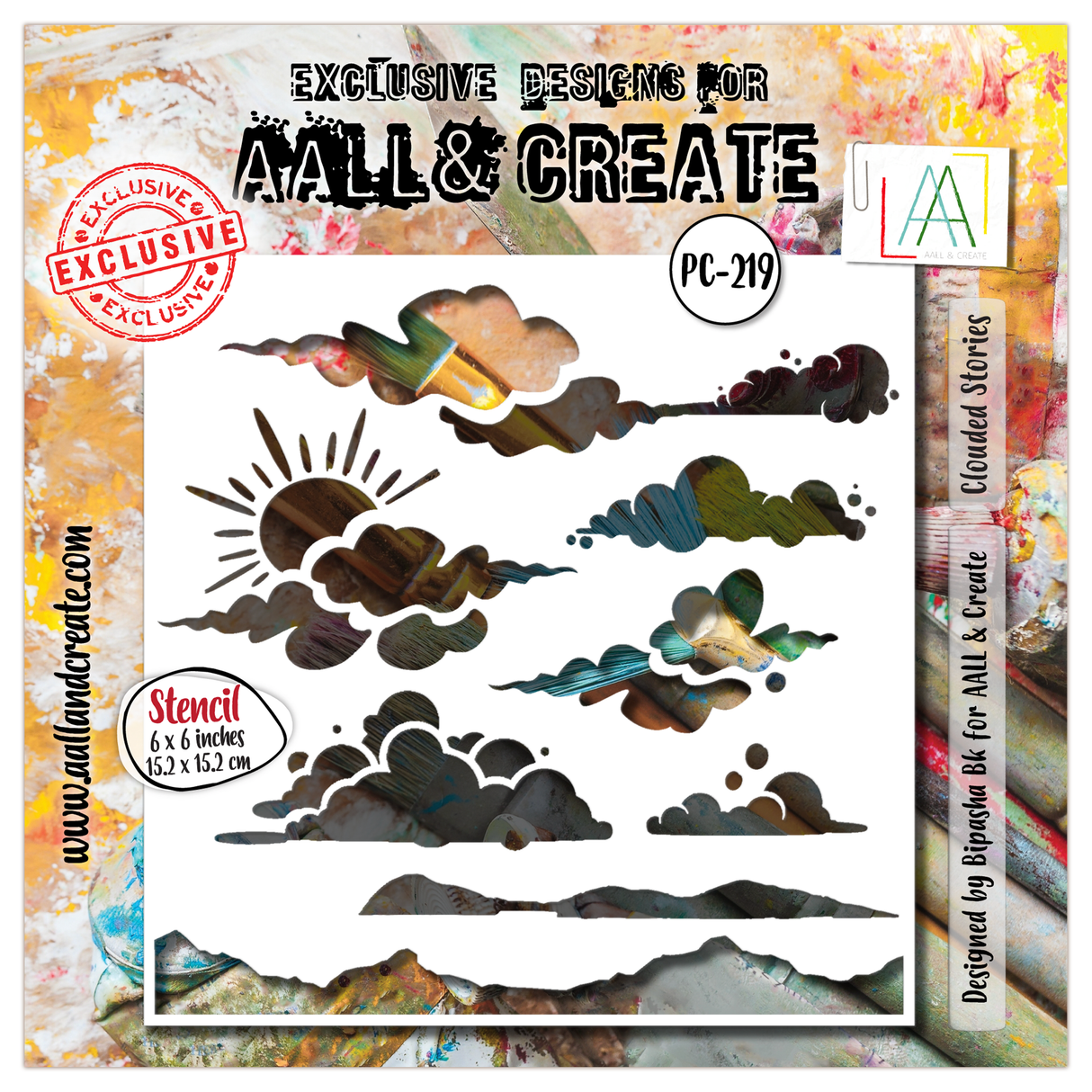 AALL & Create - 6"x6" Stencil - Clouded Stories - #219