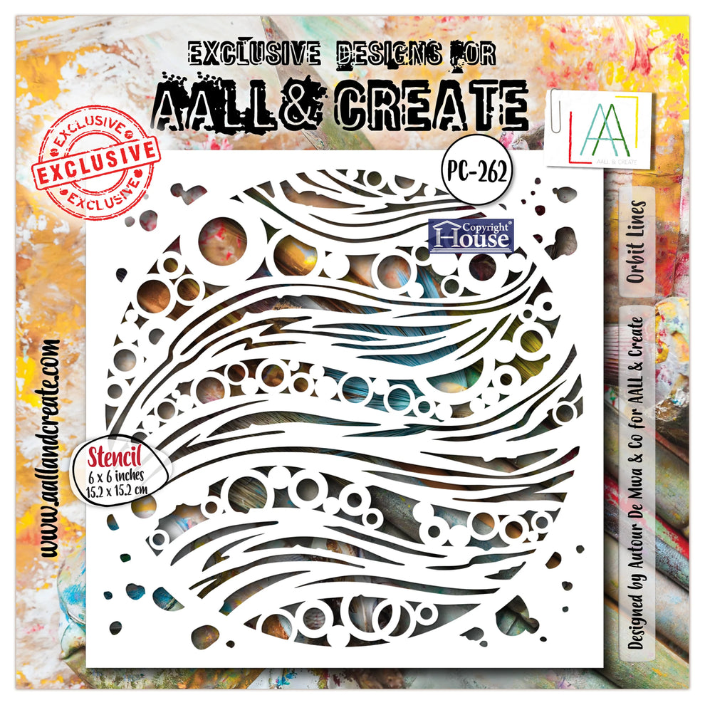 AALL & Create - 6"x6" Stencil - Orbit Lines - #262