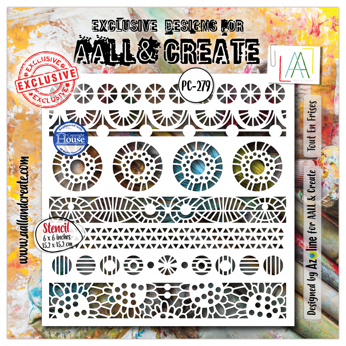 ***Pre-Order*** AALL And Create - 6x6 Stencil - Tout En Frises - #279