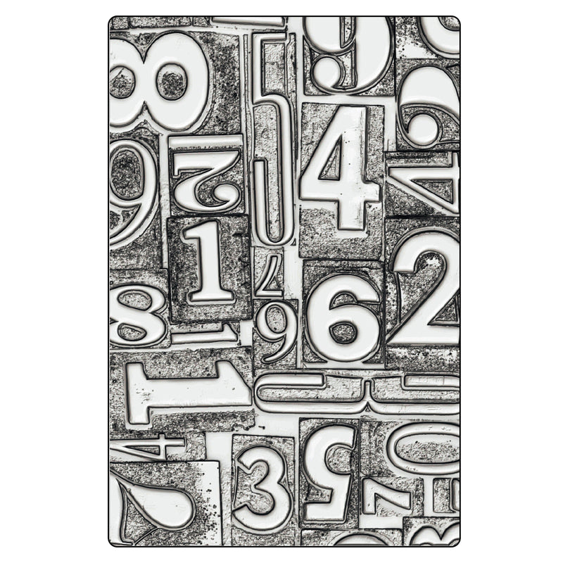 Sizzix - 3-D Texture Fades Embossing Folder Numbered Large/A5 by Tim Holtz