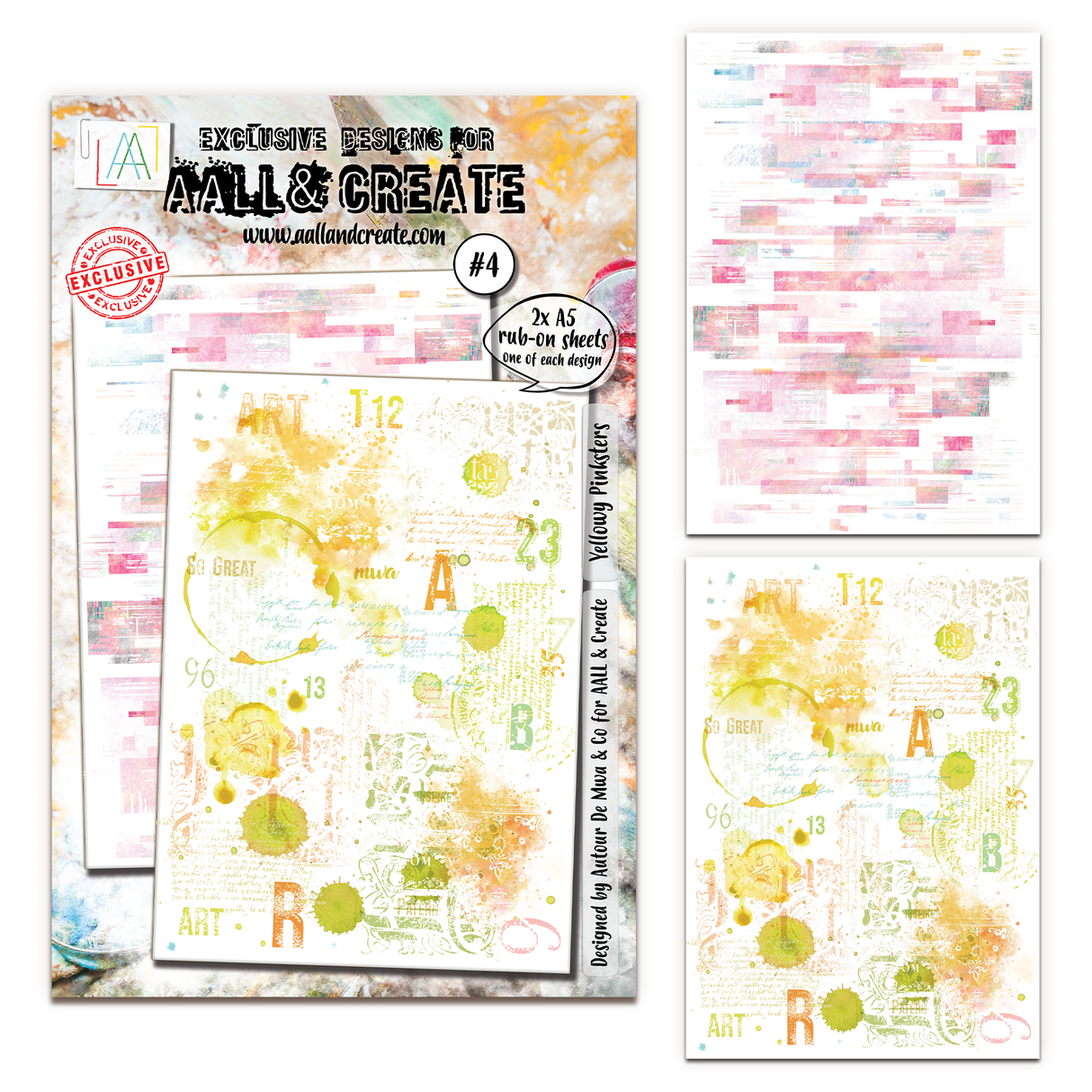AALL & Create - A5 Rub-Ons - Yellowy Pinksters - #4