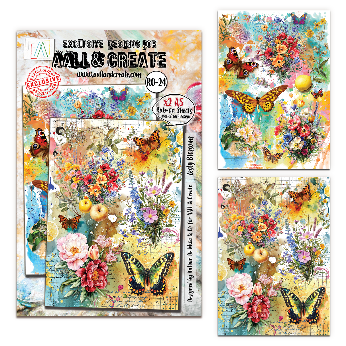 AALL & Create - A5 Rub-Ons - Zesty Blossoms - #24