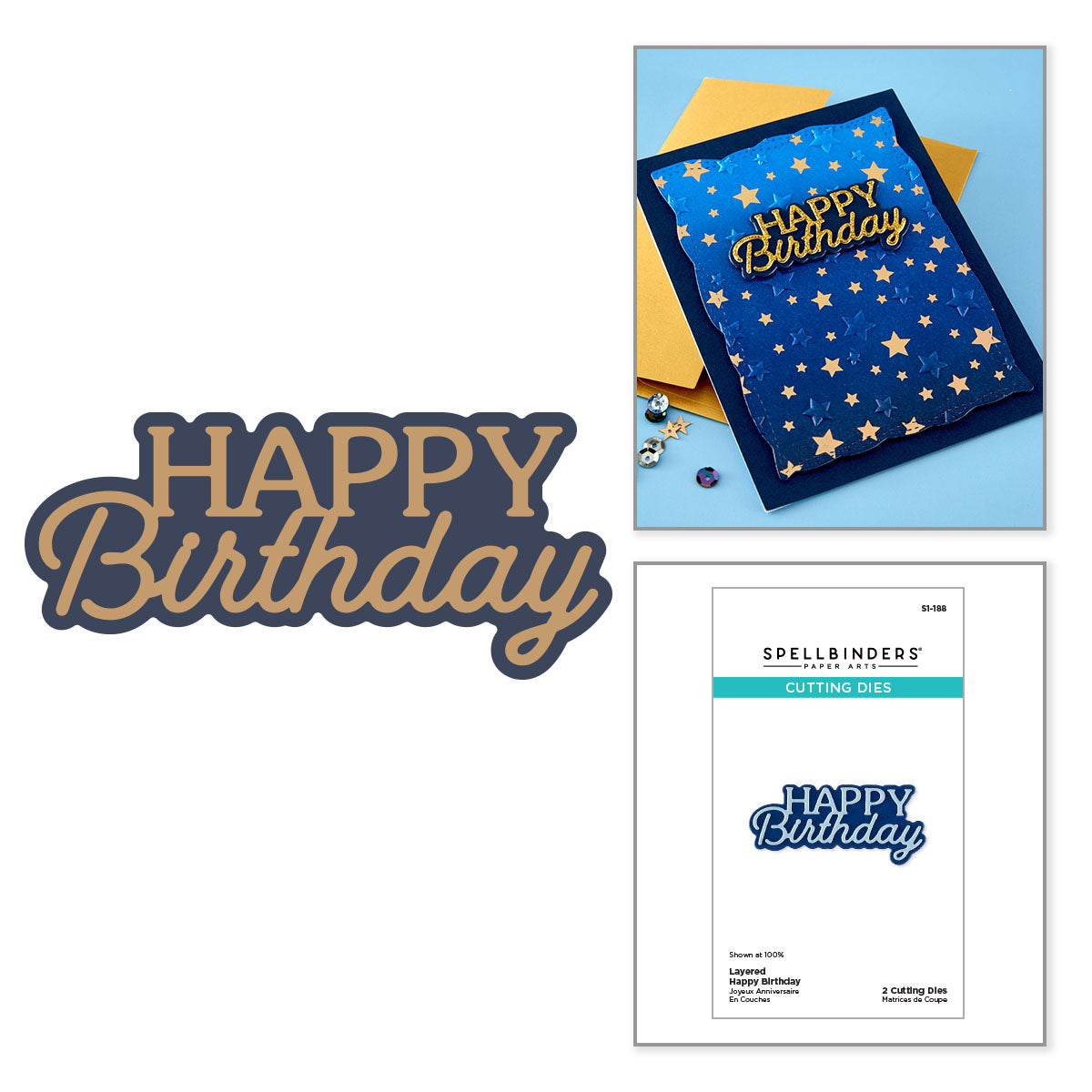 Spellbinders - Layered Happy Birthday Etched Dies