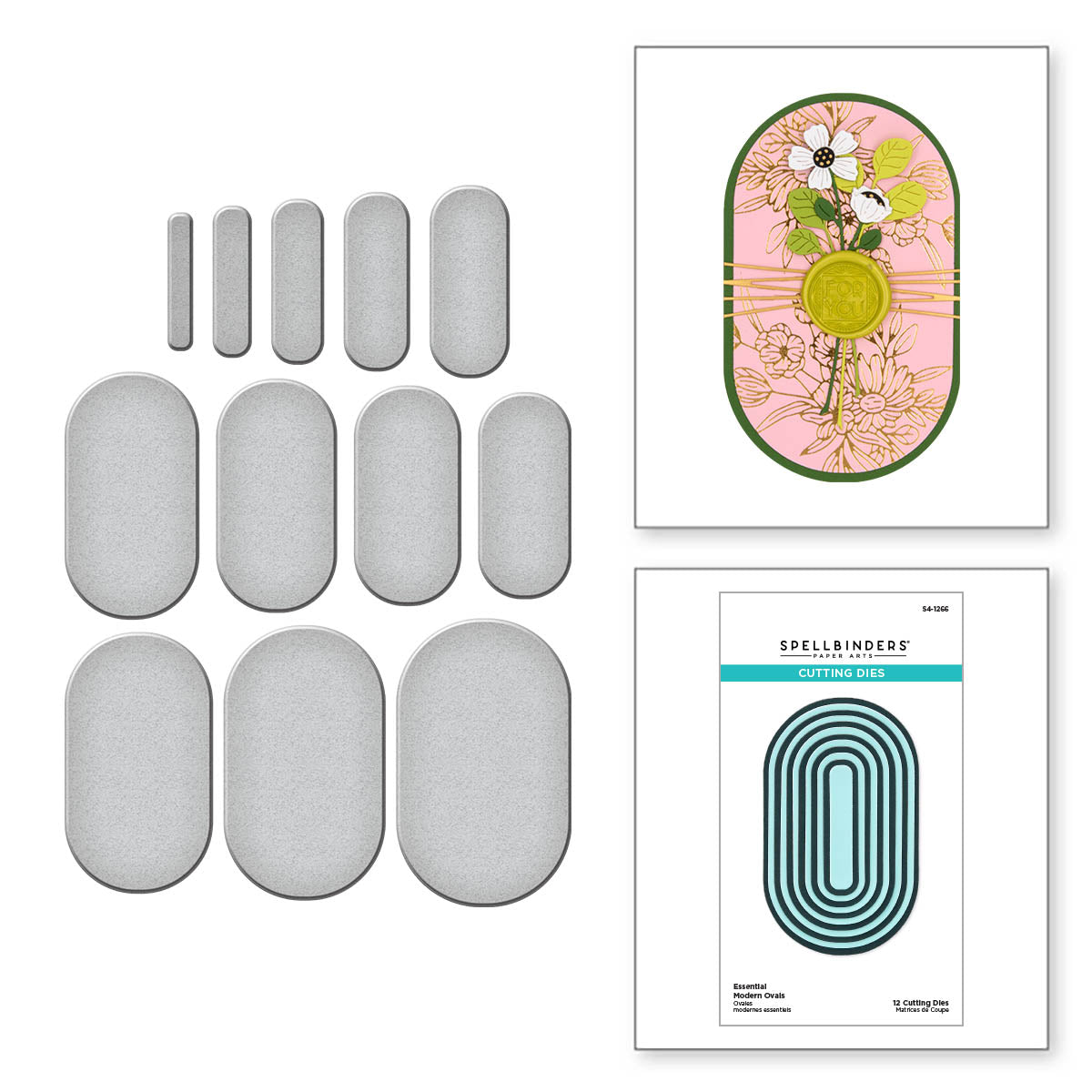 Spellbinders - Essential Modern Ovals Etched Dies from the Sealed for Summer Collection