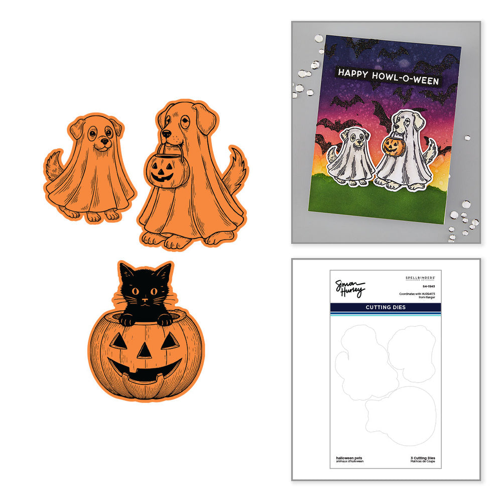 ***Pre-Order*** Spellbinders - Halloween Pets Etched Dies for Coordinating Stamp Set by Simon Hurley