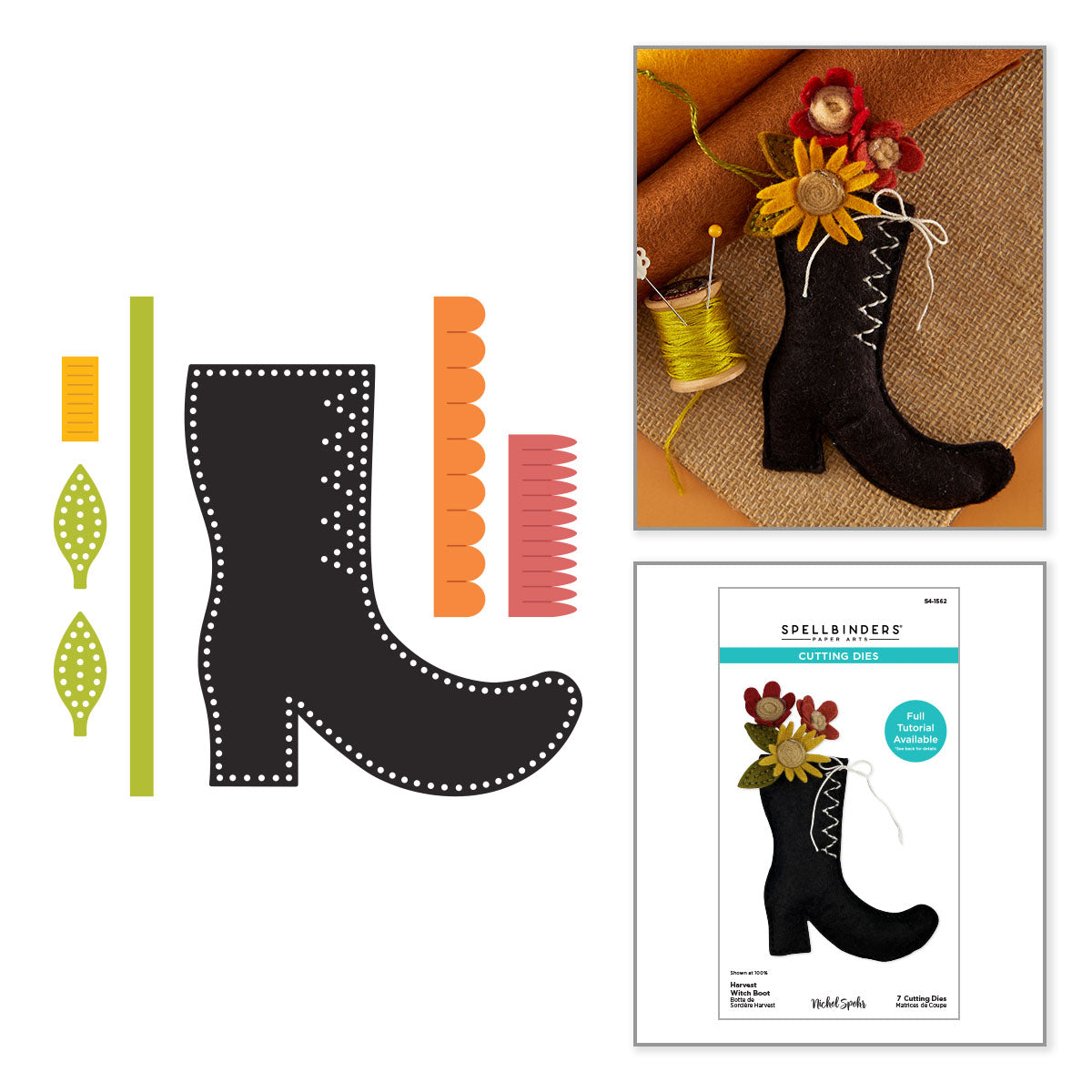 ***Pre-Order*** Spellbinders - Felt Harvest Witch Boot Etched Dies by Nichol Spohr