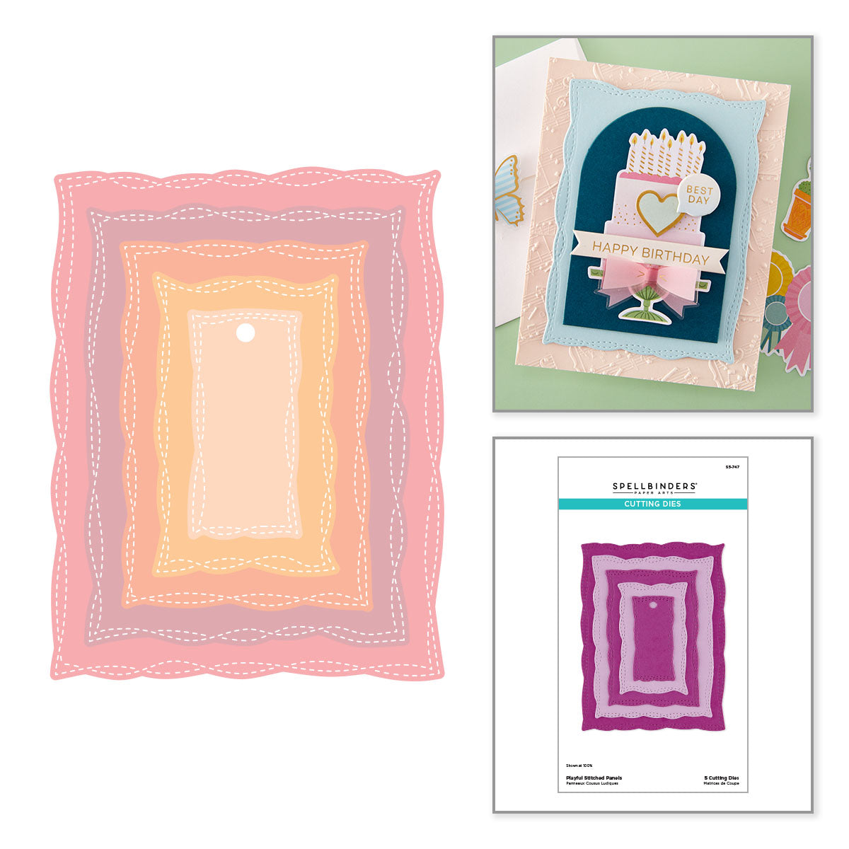 Spellbinders - Playful Stitched Panels Etched Dies