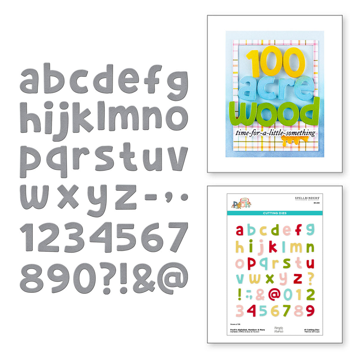 Spellbinders - Pooh's Alphabet, Numbers & More Etched Dies with Simple Stories