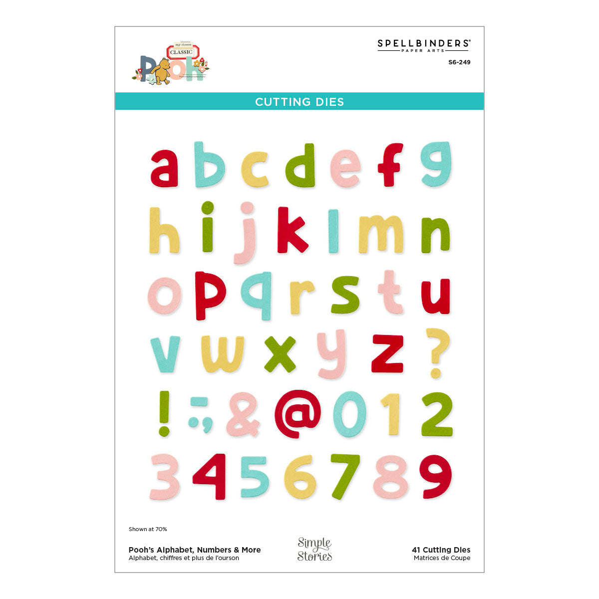 Spellbinders - Pooh's Alphabet, Numbers & More Etched Dies with Simple Stories