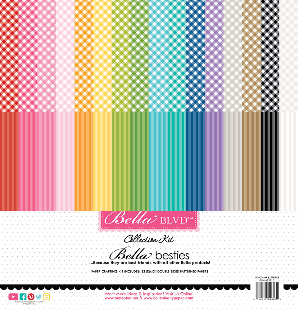 Bella Blvd - Bella Besties Collection - 12 x 12 Collection Pack - Gingham And Stripes Rainbow