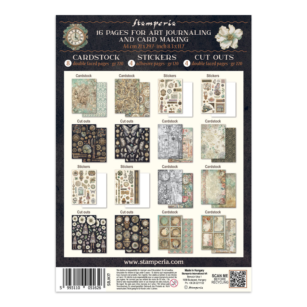 Stamperia - Printed Art Junk journal: stickers, cut-outs, backgrounds for Art and Craft - Gardens of Time