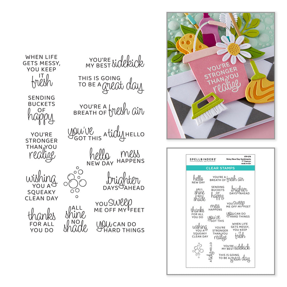Spellbinders - Shiny New Day Sentiments Clear Stamp Set