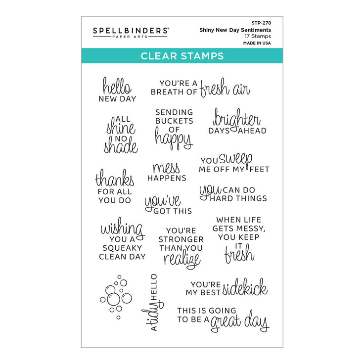 ***Pre-Order*** Spellbinders - Shiny New Day - Shiny New Day Sentiments Clear Stamp Set