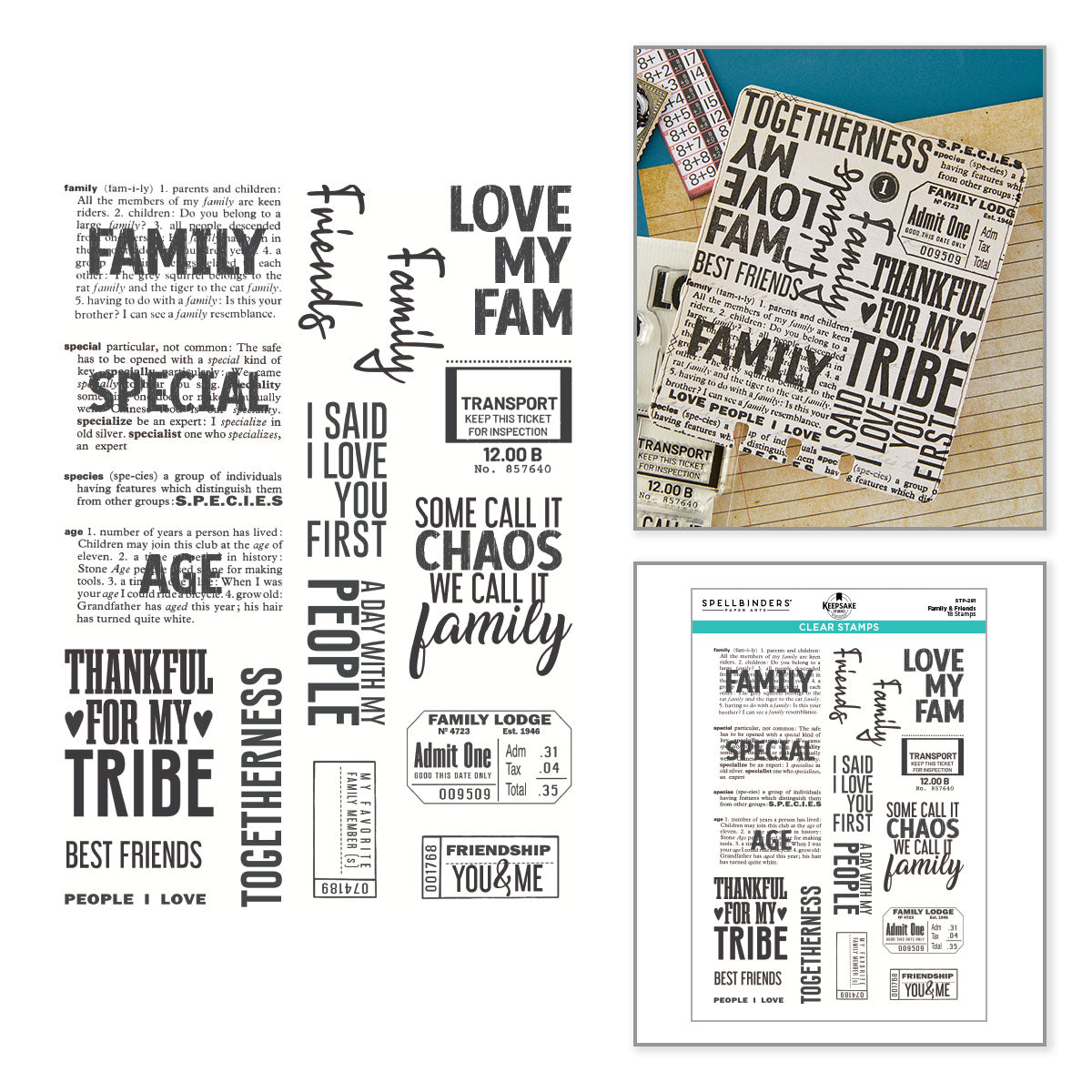***Pre-Order*** Spellbinders - Family & Friends Clear Stamp Set by Esther Glas