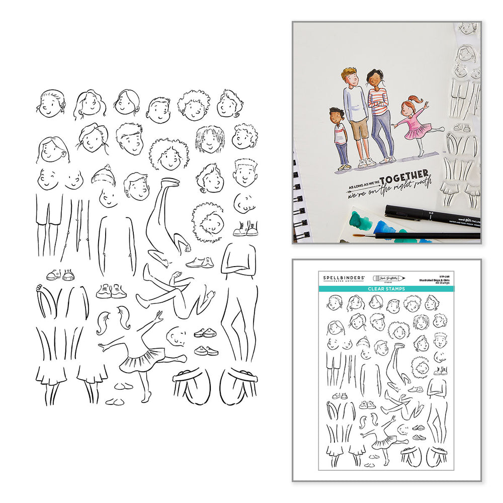 ***Pre-Order*** Spellbinders - Illustrated Boys & Girls Clear Stamp Set by Josh Griffiths Studio