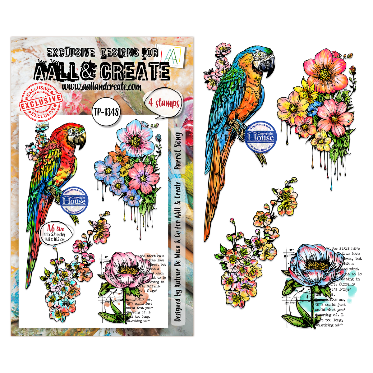 ***Pre-Order*** AALL And Create - A6 Stamp - Parrot Song - #1348